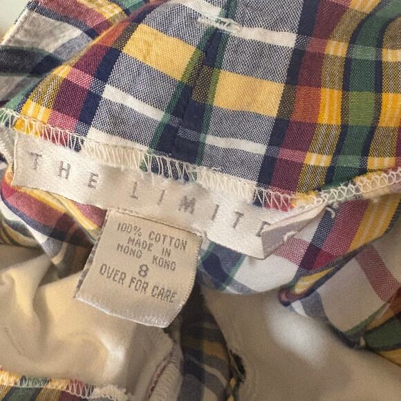 The Limited Plaid High Waisted Cotton Shorts Size 8 - Picture 7 of 8